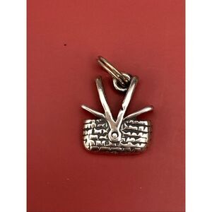 .925 Picnic Basket Vintage Sterling Silver Jewelry Charm #park #food #drink